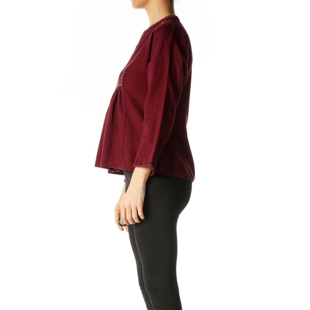 Madewell Red Solid Casual Blouse - Picture 2 of 4
